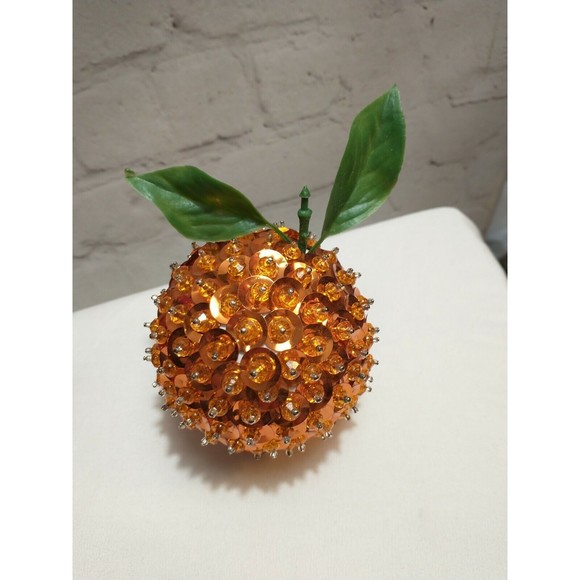 Vintage Push Pin Sequined Apple & Orange Christmas Fruit Decorations - Picture 3 of 6